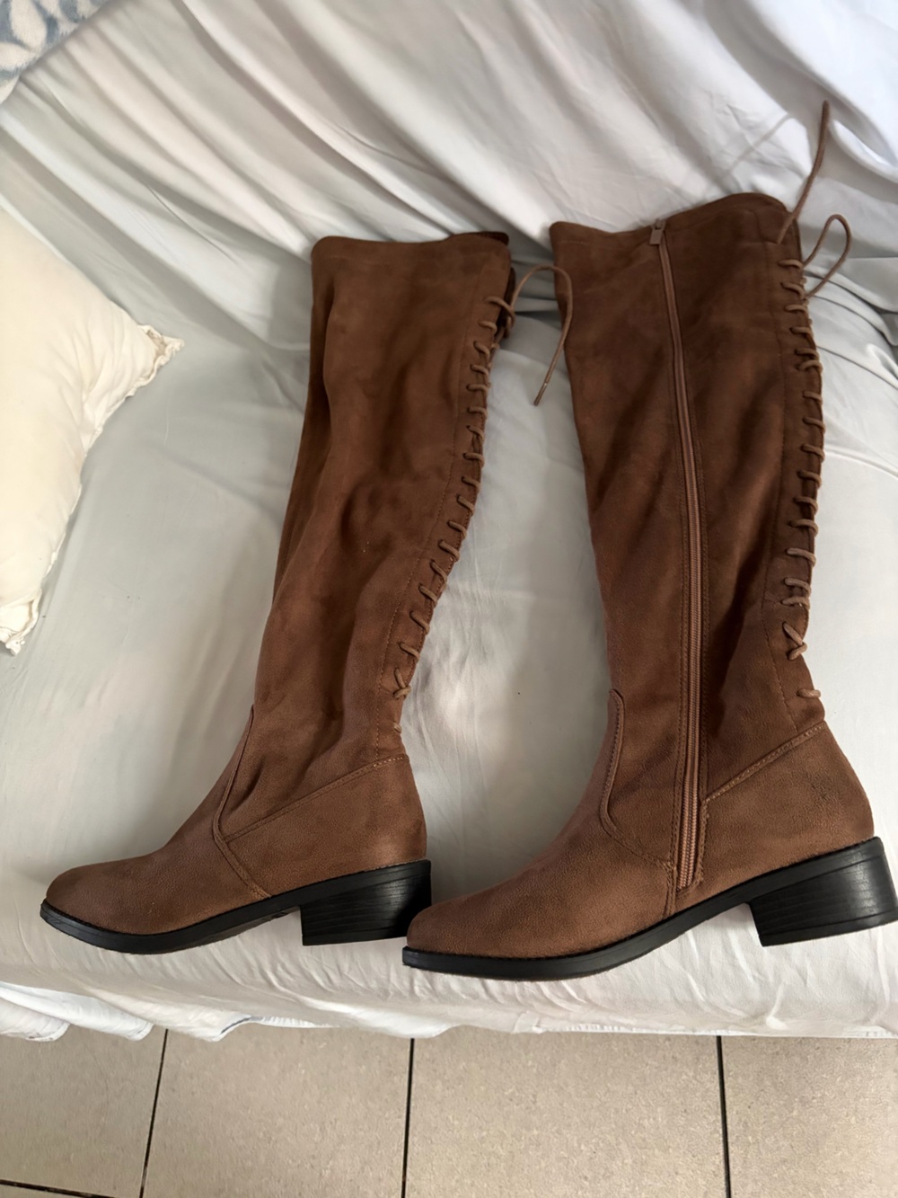 Brown Lace-Up Knee High Boots Boho Western Festival Women’s Boots size 6